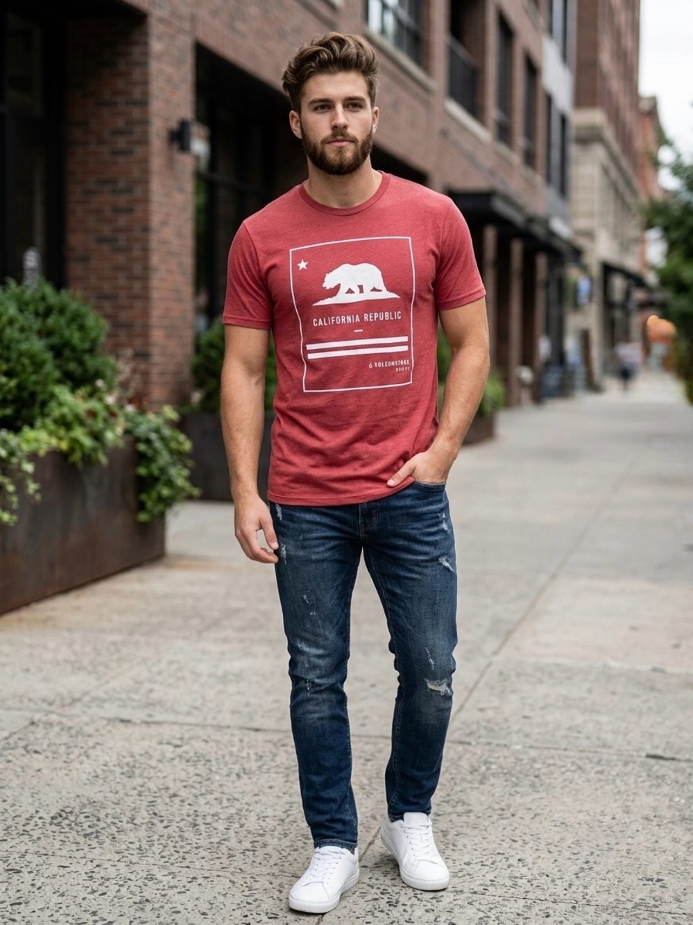 Volcom Red California Republic Graphic Short Sleeve Tee